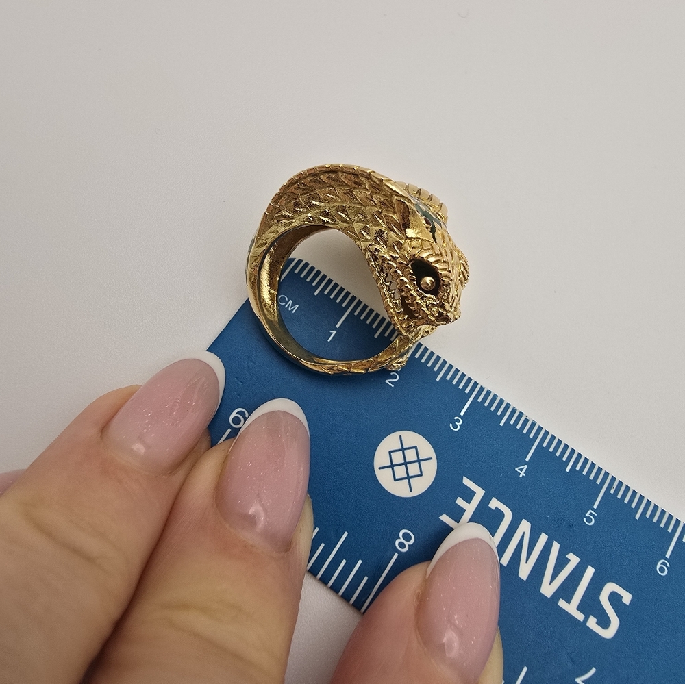 Vintage Alexis Bittar 18K Yellow Gold Polychromed Enamel & Ruby Cobra Ring - Picture 15 of 15